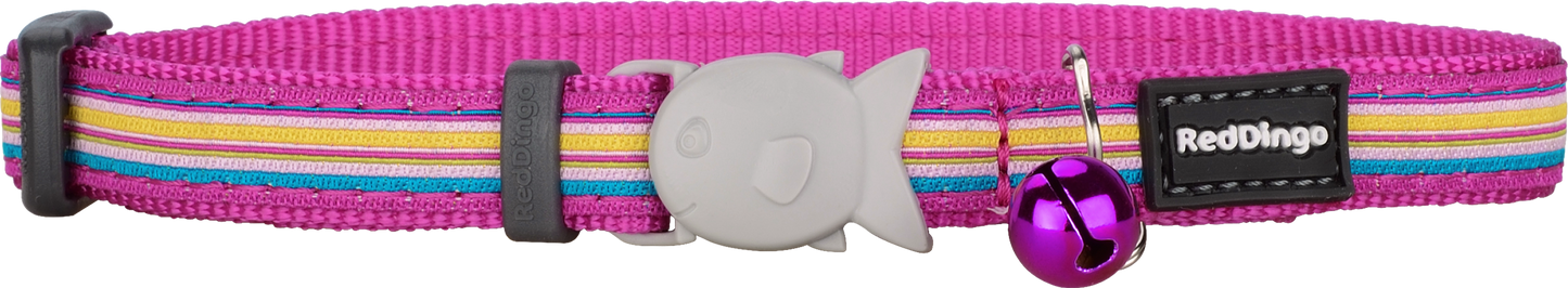 Horizontal Stripes Hot Pink Cat Collar
