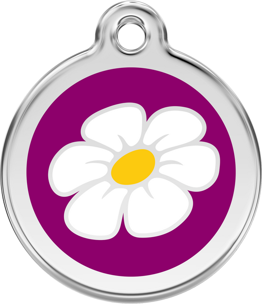 Red Dingo - Daisy Flower Purple Tag & Engraving