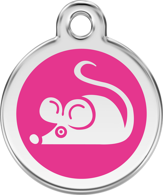 Mouse Hot Pink -Cat Tags Stainless Steel Enamel