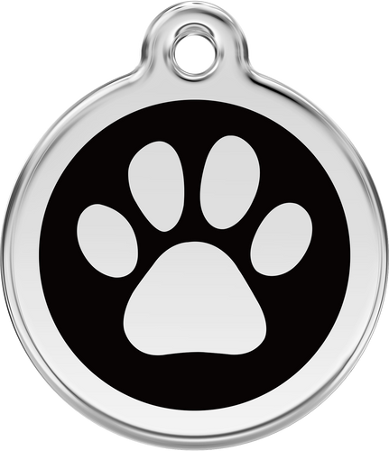 Red Dingo - Paw Print Black Tag & Engraving