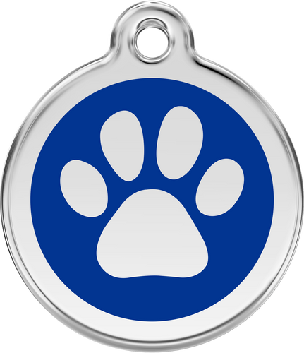 Red Dingo - Paw Print Navy Tag & Engraving