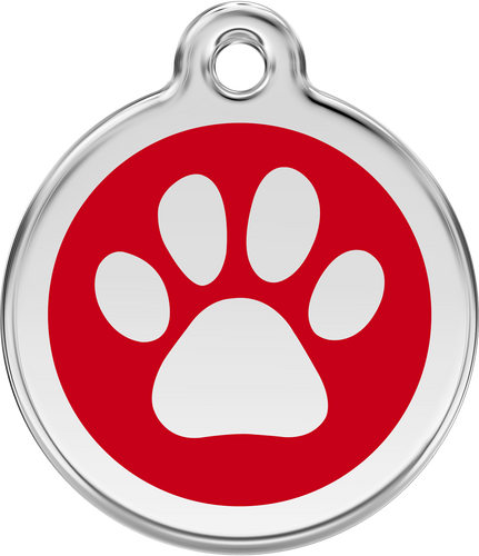 Red Dingo - Paw Print Red Tag & Engraving