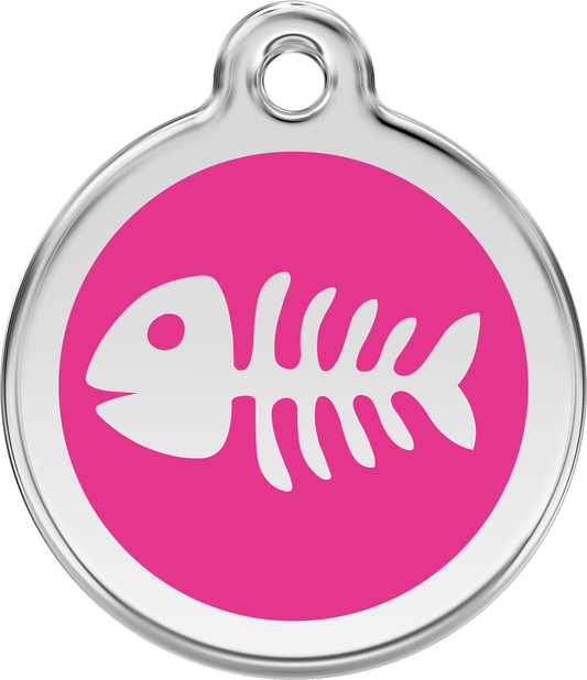 Red Dingo - Fish Skeleton Hot Pink Tag & Engraving