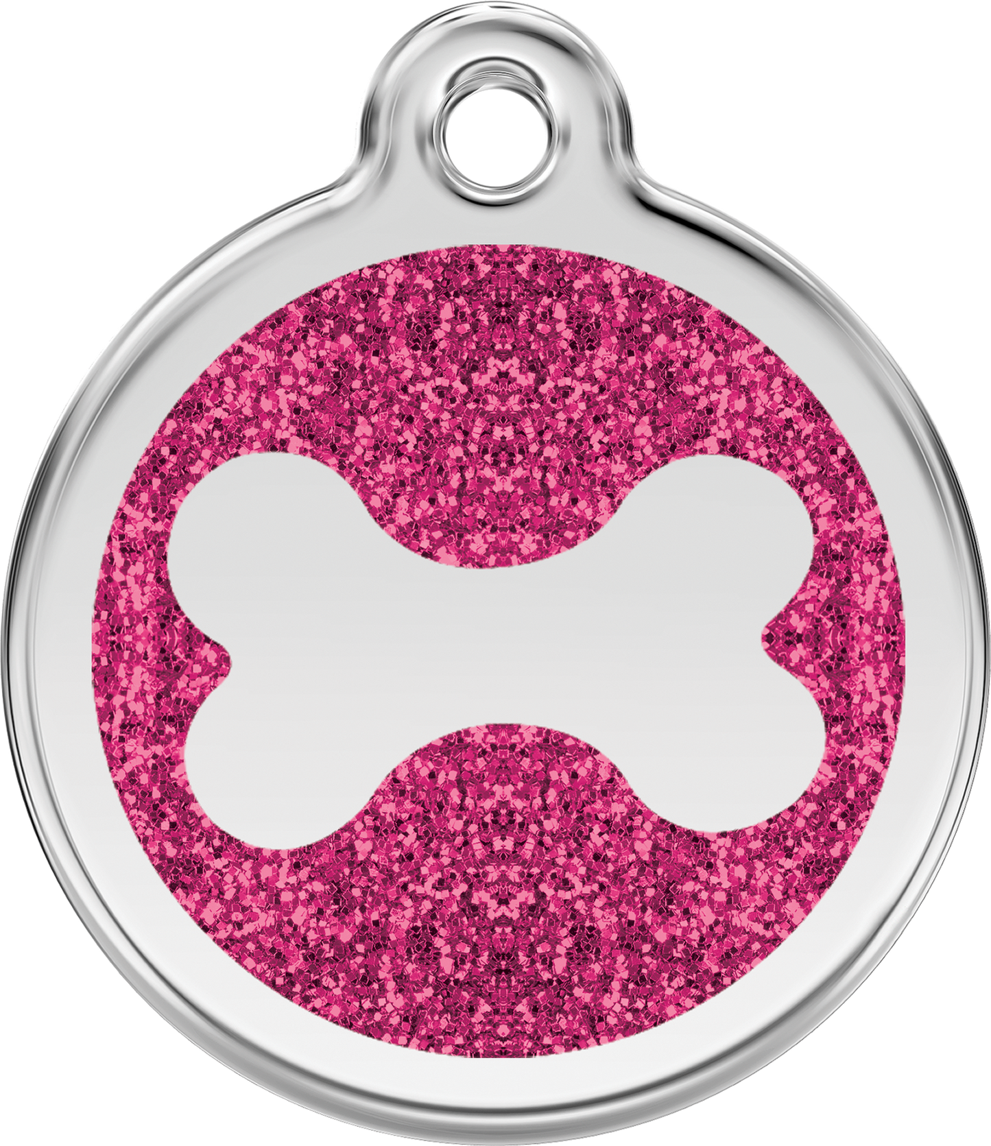 Red Dingo - Bone Hot Pink Glitter Tag & Engraving