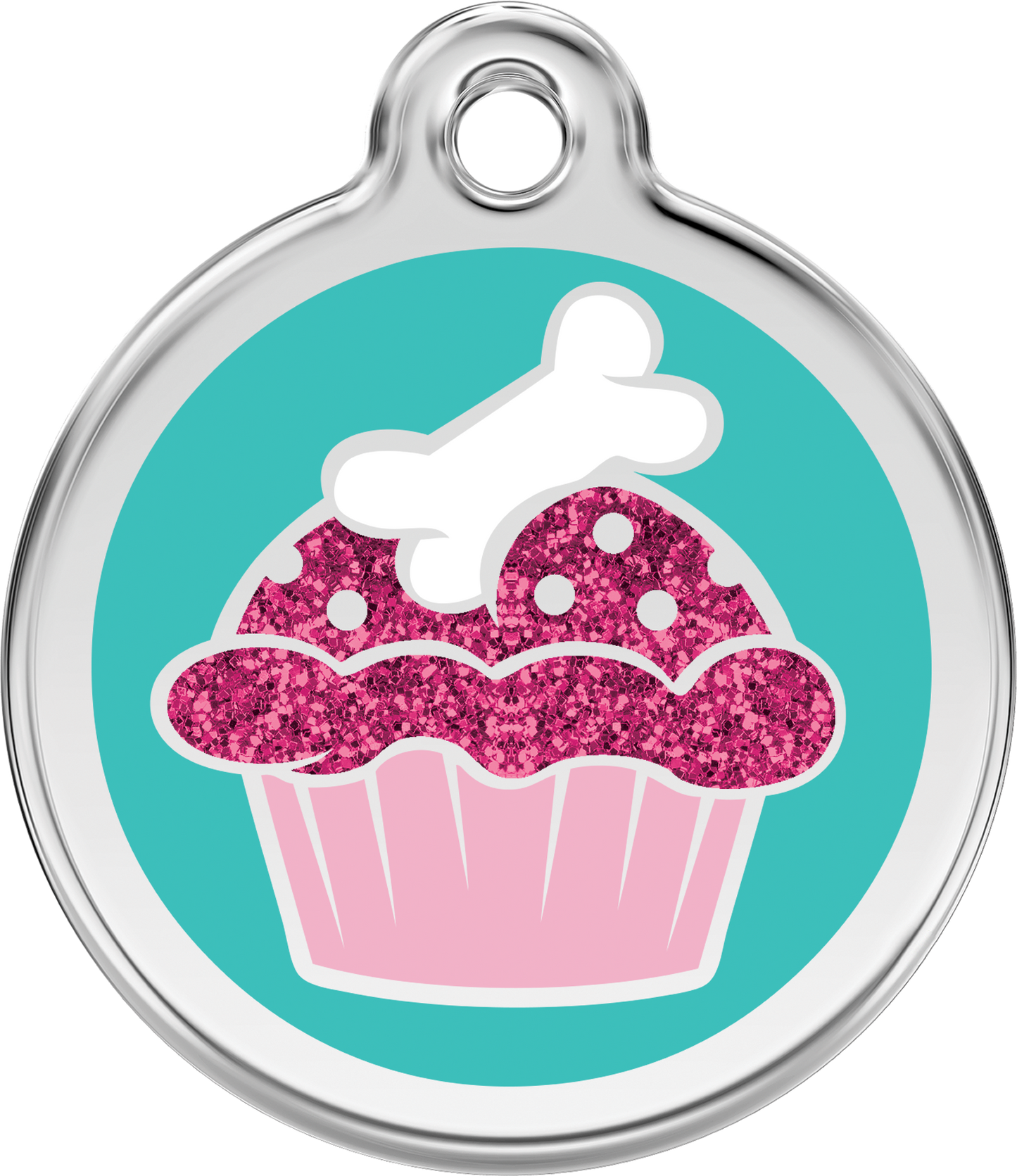 Red Dingo - Cupcake Aqua Glitter Tag & Engraving
