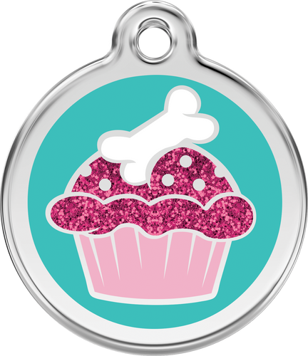 Red Dingo - Cupcake Aqua Glitter Tag & Engraving