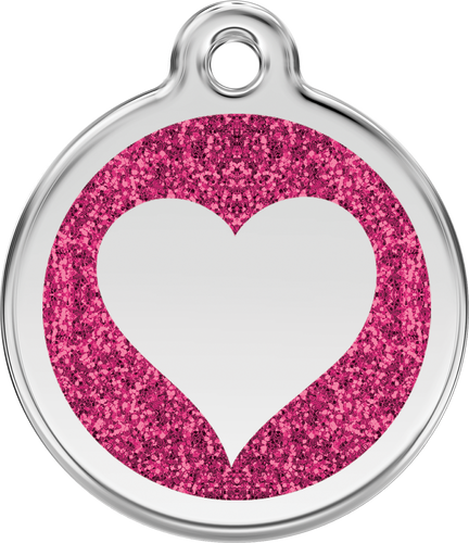 Red Dingo - Heart Hot Pink Glitter Tag & Engraving