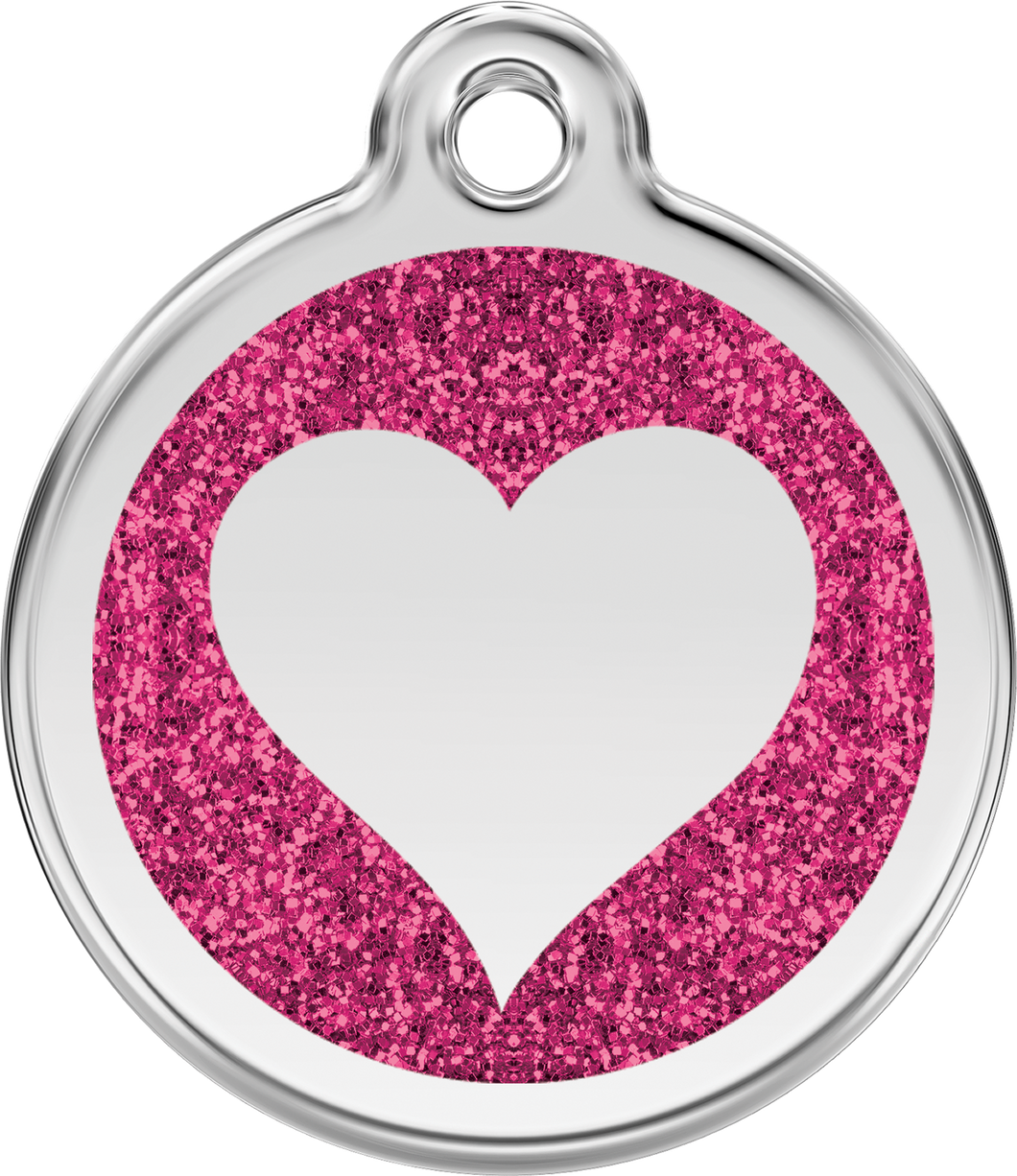 Red Dingo - Heart Hot Pink Glitter Tag & Engraving