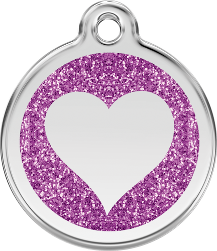 Red Dingo - Heart Purple Glitter Tag & Engraving