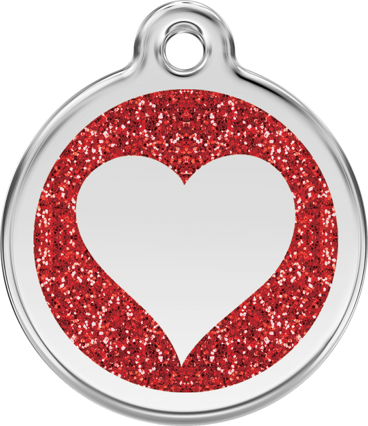 Red Dingo - Heart Red Glitter Tag & Engraving