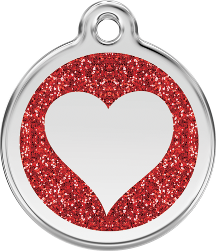 Red Dingo - Heart Red Glitter Tag & Engraving