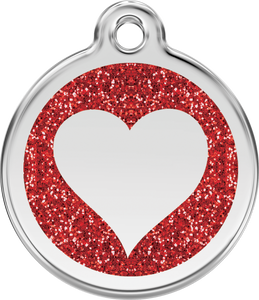 Red Dingo - Heart Red Glitter Tag & Engraving