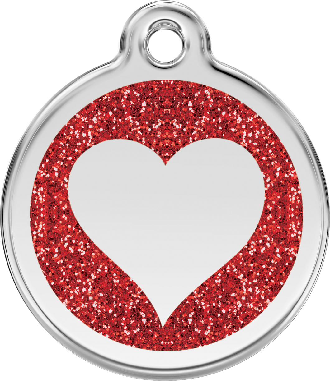 Red Dingo - Heart Red Glitter Tag & Engraving