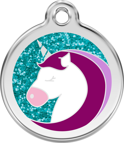 Red Dingo - Unicorn Aqua Glitter Tag & Engraving