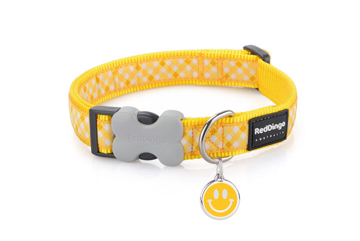 Gingham Yellow Dog Collar