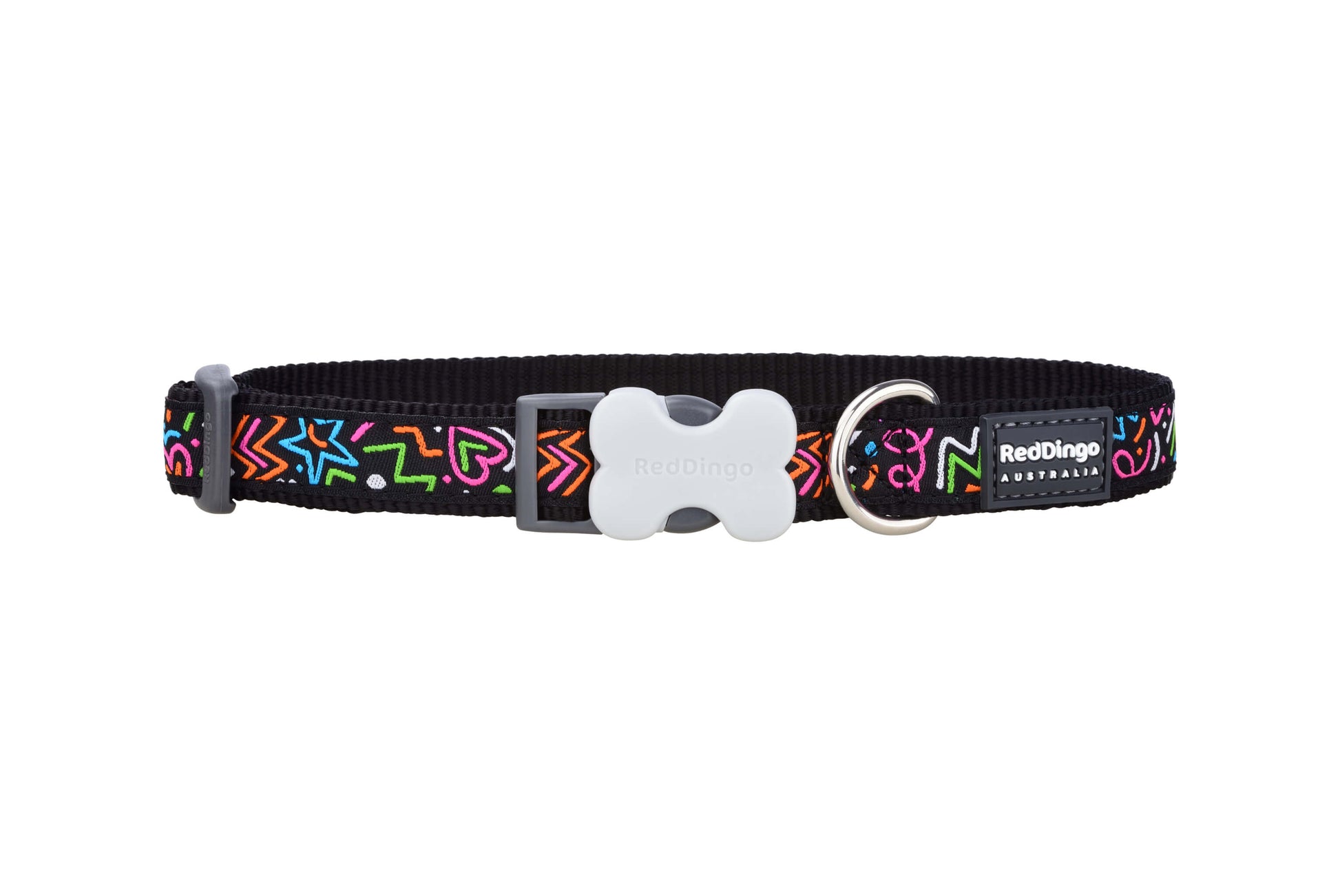 Red Dingo Squiggle Dog Collar — durable, adjustable, stylish.