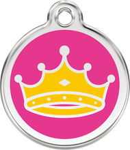 Load image into Gallery viewer, Red Dingo - Queen&#39;s Crown Hot Pink Tag &amp; Engraving