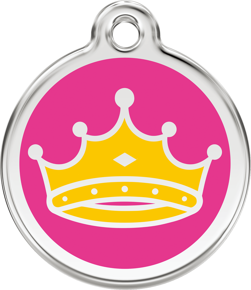 Red Dingo - Queen's Crown Hot Pink Tag & Engraving