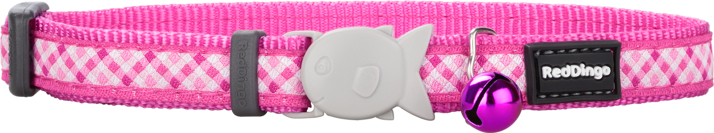 Gingham Hot Pink Cat Collar