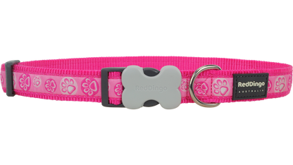 Red Dingo 'Paw Impressions' Hot Pink Collar