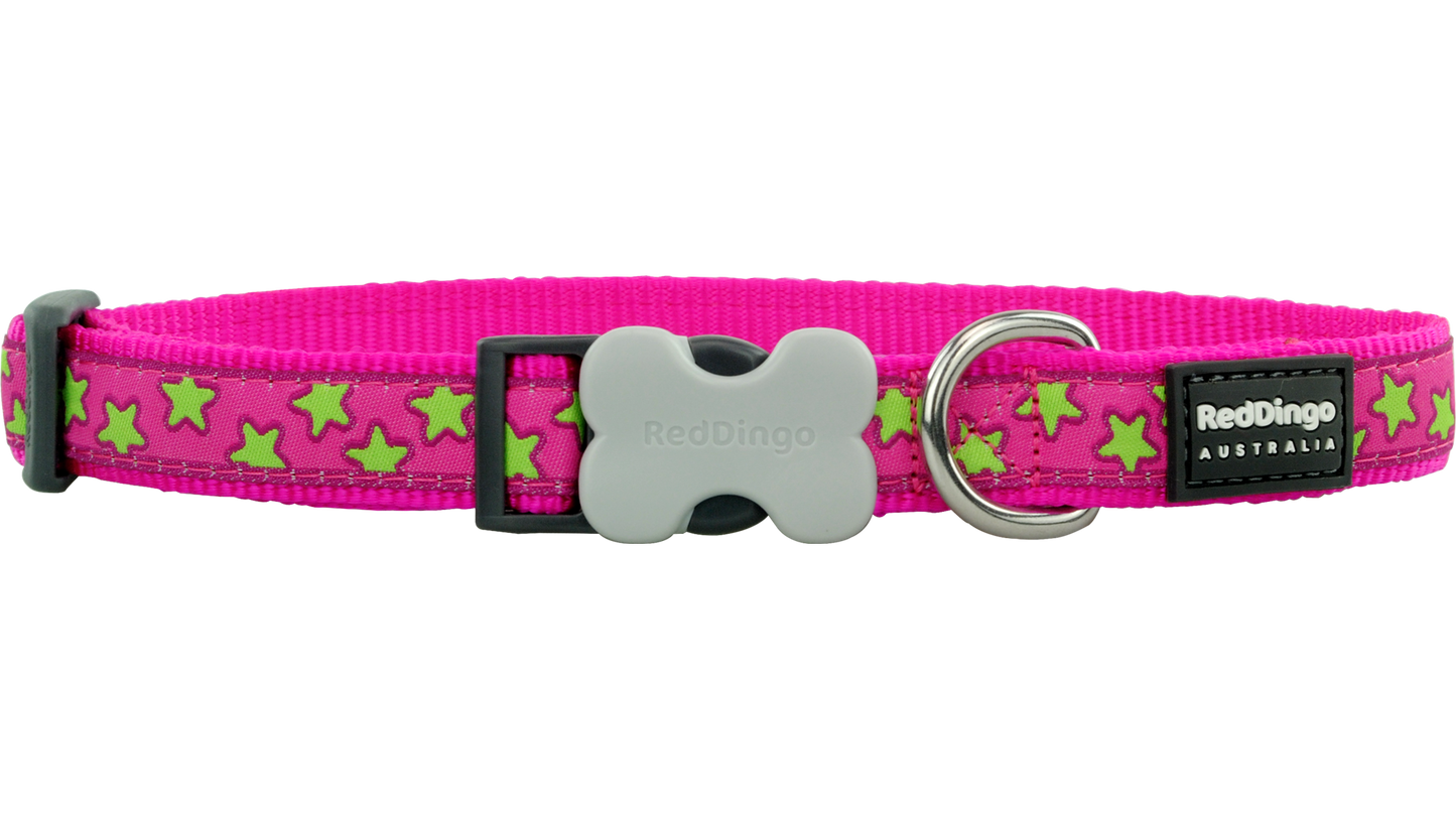 Red Dingo 'Stars Lime on Hot Pink' Collar