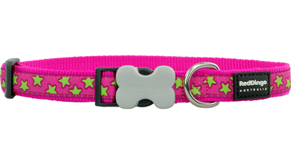 Red Dingo 'Stars Lime on Hot Pink' Collar