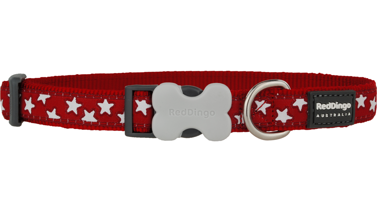 Red Dingo 'Stars White on Red' Collar